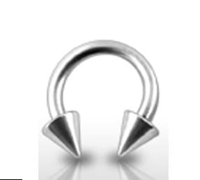 8 mm x 1.2 mm x 4 mm Cones Spikes Nose Septum Tragus Cartilage Helix Earring CBB Lip Horseshoe Ring - Surgical Steel