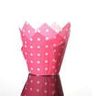 50 Spotty Folded Muffin Cases / Pink