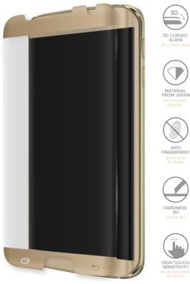 Advanced Curved Edge-to-Edge Tempered Glass Screen Protector for Samsung Galaxy S7 Edge, Gold