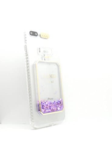 Iphone 8 Plus - Perfume bottle "Ladies First" design Purple Floating Glitter and Hearts Slim Fit Gel Back Case Cover - Accessories for Mobile Phones by Oliviasphones