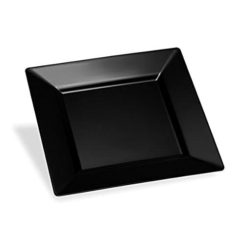 20 Disposable Heavy Duty Square Plastic Plates - Black (6.5" (16.5 cm))