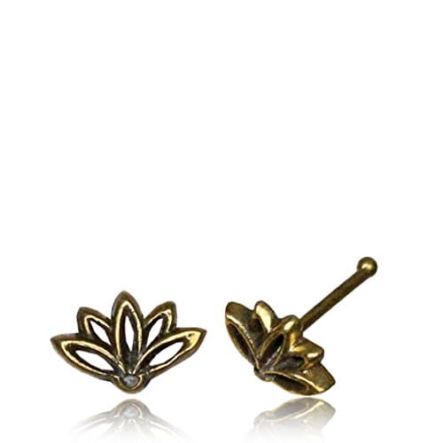 Lotus Flower Brass Nose Stud Straight bar 1mm- Code 6