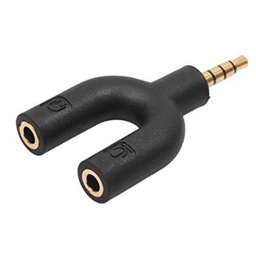 Headset Adapter Kit, Prevently U Shape 3.5mm Y Splitter for Audio Headphone and MIC Headset Adapter (Black)