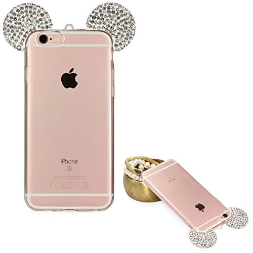 iPhone 6 Plus / 6s Plus Case, Urcover® TPU Silicone Bling Ear Cover [ Sparkle Mouse Ear ] Flexible Diamond Glitter Protective Fashion Case for Apple iPhone 6 Plus / 6s Plus - Colourful Silver