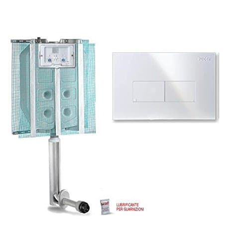 Eco Pucci Recessed Wall Box Double Button Plate White 9L