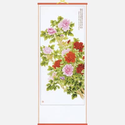 Peonies Chinese Scroll by Asia Dragon