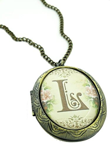 Floral Initial L Cameo Locket Necklace