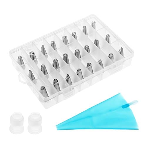 SUNZEALLY 24 PCS Cake Piping Icing Nozzles Tips Kit Set for Cakes Cupcakes Decorating Cookies Pastry Making Tools