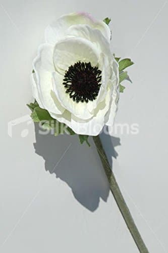 Single Artificial White Anemone, Silk White Anemone Poppy