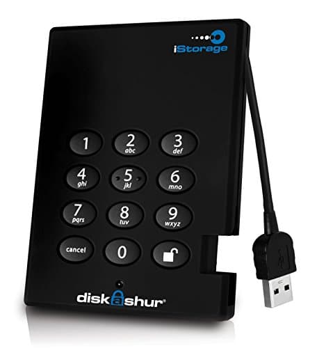 iStorage IS-DG3-128-1000 1TB diskAshur 128-bit USB 3.0 Portable Hard Drive