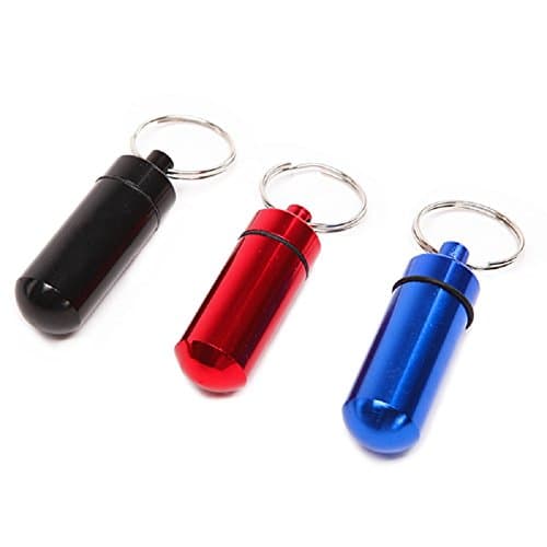 Artmi 3pcs Waterproof Pill Holder Box Case Bottle Keychain Container Aluminum