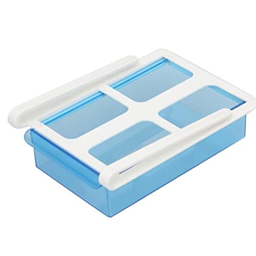 Prevently New Creative Refrigerator Slide Fridge Storage Rack Freezer Shelf Drawer Holder Kitchen Space Saver Organization (Blue)