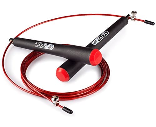 ELIT SPORT Skipping Rope - Super Comfortable Handle for Better Control - High Quality Ball Bearings - High Speed 2.5mm Steel Cable with PVC Coating - Ideal for Double Unders - Perfect for CROSSFIT, WOD , Boxing, MMA, Fitness, Kickboxing - Professional Rope for Men and Women (XLPro Red)