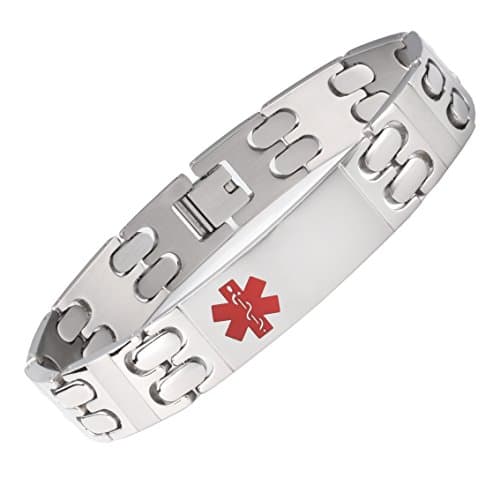 Tarring Solid titanium Medical id Bracelets for Men with Free Engraving(7.5")