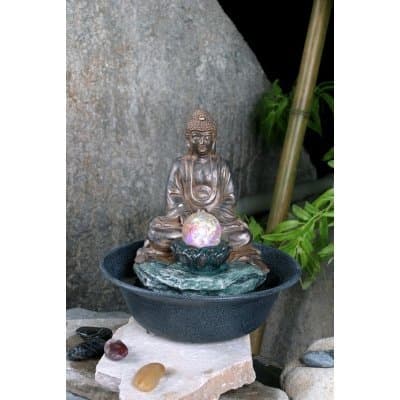 Buddha with LED Crystal Ball Table Top Water Feature