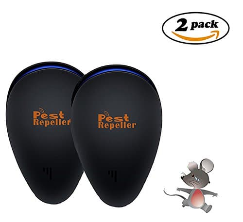 Ultrasonic Pest Repeller, [2-Pack] Electronic Pest Control Mice Spider repellent - Plug In Insect Repellent (Child &amp; Pet Safe) for All types of Insect (Spiders, Ants, Cockroach, Flies) - Black