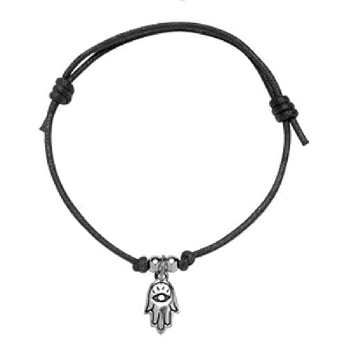 Fatima Khamsa Hand Bead Sterling Silver 925 Black Slide string