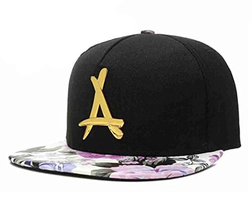 A for Alumni Hip-Hop Adjustable Snapback Baseball Caps in Various Designs (Two Tone Black Floral)