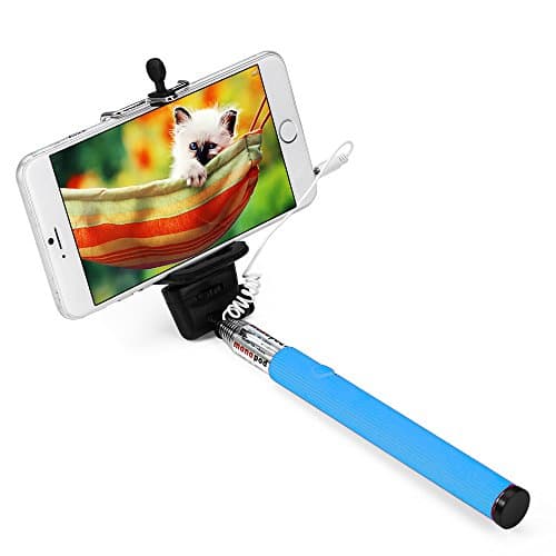 Apsmart no battery aux cable wired Selfie stick for smart phone (Blue)