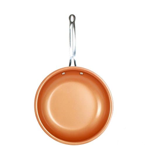 Non-stick Copper Frying Pan with Ceramic Coating and Induction Cooking,Oven &amp; Dishwasher Safe Cooking Tools (26cm)