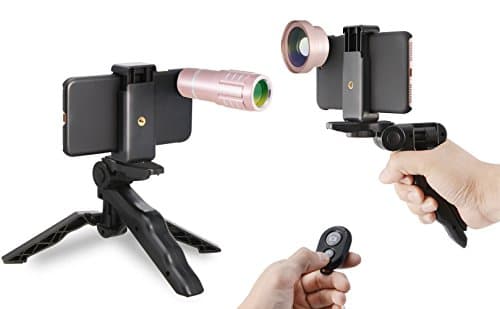 MY MIRACLE 3 in 1 HD Camera Lens Kit for iPhone 6/6S/6plus/6s plus/7/7plus（12X Optical Zoom Aluminum Telephoto Lens + 0.45X Super Wide Angle Lens + 12.5X Macro Lens) with Accessories (3 IN 1, Rose Gold)