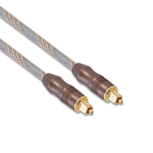 Figo High Resolution Professional Digital Optical TOSlink Cable - 24k Gold Casing - Compatible with PS3, PS4, Xbox One, Sky HD, HDtvs, Blu-rays, AV Amps,Premium Quality Nylon Mesh Outer Layer,OD:6.0mm LEN:49 FT / 15 M