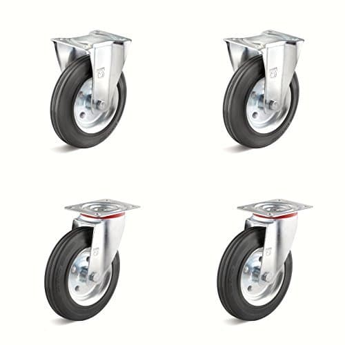 4er-set -Set CASTOR BRACKET Wheel Rubber Roller Bearing Board Ø 160 mm Buoyancy 405 kg