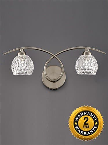 FL2347/2 Springa double wall light, satin nickel &amp; glass