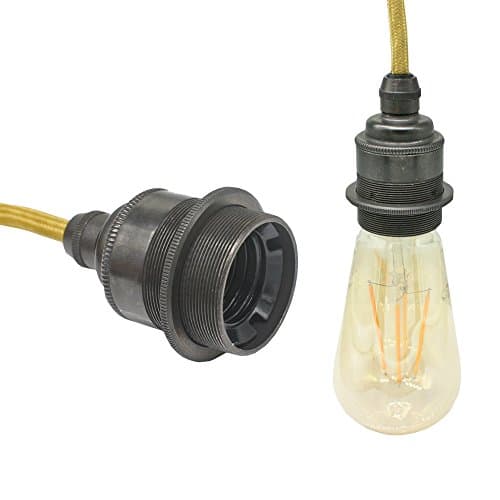 E27 Socket Metal, High-Quality Retro Style Antique Brass Lamp Holder Socket for Pendants and Retro Pendant Lights Dark Brown Tiffany