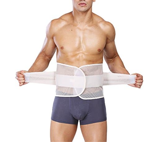 Men's Adjustable Workout Waist Trimmer Support Lower Back &amp; Lumbar Slimming Belt (X-Large, Nude)