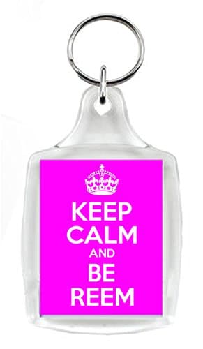 KEEP CALM AND BE REEM Pink Keyring , a unique gift for any TOWIE fan!