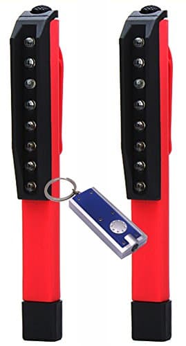 SleekLighting 8-Piece LED Pen-Shaped Work Light with Magnetic Back, Portable/ Each Flashlight Is Powered By 3x AAA (Not Included) Dimensions: 6 x 3/4 (Pack of 2) Includes a Free Keychain