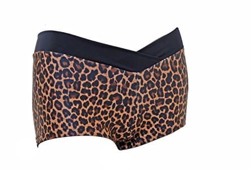 Pole Dynamix Pole Dancing Hot Pants. Leopard Print With a Dipped Waistband In Black Meryl (Bot #1)