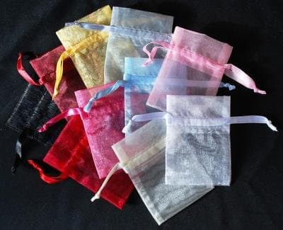 1 x Silver Organza Gift Bag Medium 7" x 9"