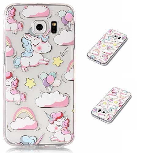 Samsung Galaxy S6 Edge Case, YHcase Accessory Ultra Thin Transparent Clear Soft Gel TPU Silicone Case Cover for Samsung Galaxy S6 Edge -Unicorn and Balloon