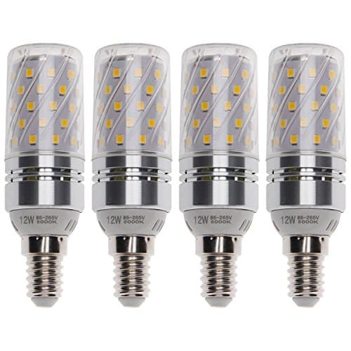 Sagel E14 LED Corn Bulbs, 12W LED Candelabra Light Bulbs 100 Watt Equivalent, 1200lm, Cool White 6000K LED Chandelier Bulbs, Base E14, Non-Dimmable LED Lamp, Pack of 4