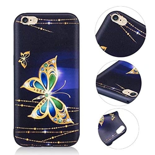 iPhone SE Case, MingKun Protective TPU Thin Soft Cover for iPhone SE 5S 5 Shockproof Anti-Scratch Pattern Flexible Case Cover Skin - Butterfly