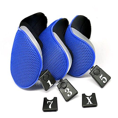 Debonice 3pcs/Set Golf Driver Wood Head Covers with Interchangeable No. Tag Pack of 3 (Blue)