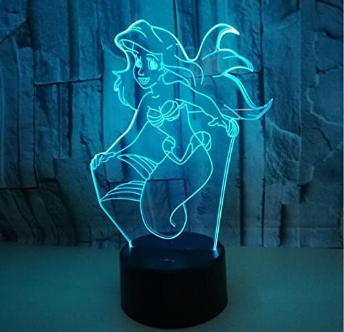3D Night Lights Mermaid Seven Color Usb Touch Remote Control Switch Light Illusion Table Lamp Decoration Birthday Christmas Gift Environmental Table Lamp