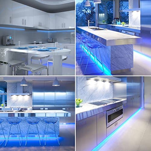 Blue LED Strip Light Set for Kitchens, Under Cabinet Lighting, Plasma TV, Home Lighting, etc.. (Set of 4 x 50cm LED Strips with link cables, connectors and LED driver)