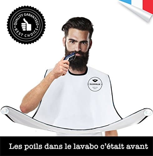 BARBMAN : The beard bib apron that keep your sink clean when you shave your beard ! Great grooming accessory for men.