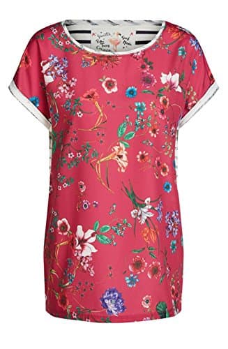 Oui Floral Front Top 10 Pink Blue
