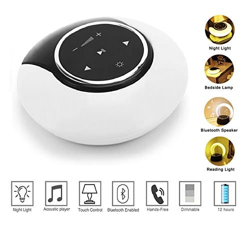 Aisuo Night Light Speaker, 6 in 1 Bedside Lamp with Bluetooth Speaker, Touch Control &amp; Dimmable Warm Light, Rotating in 360 Degree, MP3 and Brightness Adjustable, the Best Gift for Children and Friends.