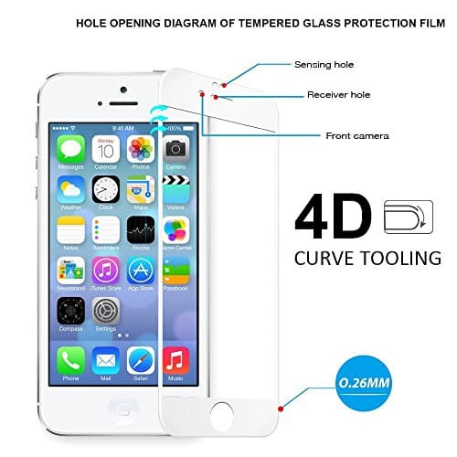 MisVoice for iPhone 7 Plus Screen Protector, 4D Curved Full Screen Film Anti-scratch Tempered Glass Protectors with Curved Edge, Cover Edge-to-Edge, HD Clear, Bubble-free, Shockproof (5.5 White)