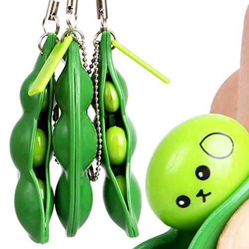 3Pcs Squeeze-A-Bean Pendants, Wowot Extrusion Squeeze-A-Bean Keychain Stress Relieving Pendants Toys