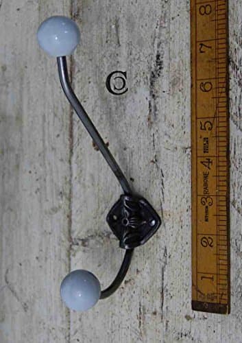 ANTIQUE STYLE COAT HOOK WITH CRACKLE GLAZED CERAMIC (DUCK EGG BLUE)