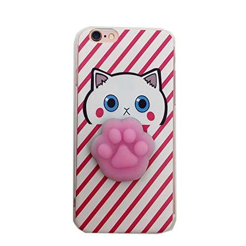 Squishy 3D Animal Cat iPhone 7 Case, Cute Stress Silicone Fun Case Cover for iPhone 7 (Color-H)