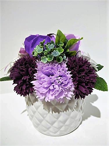 Purple Soap Rose Display in Pineapple Vase