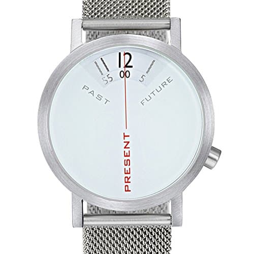 Projects WatchesProjects 7214GM-40 Men's Past, Present and Future White Dial Steel Mesh Bracelet Watch