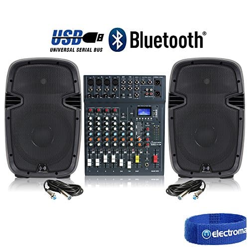 Studiomaster Active DJ Speakers 8-Ch Bluetooth USB Mixer 800W Disco Party